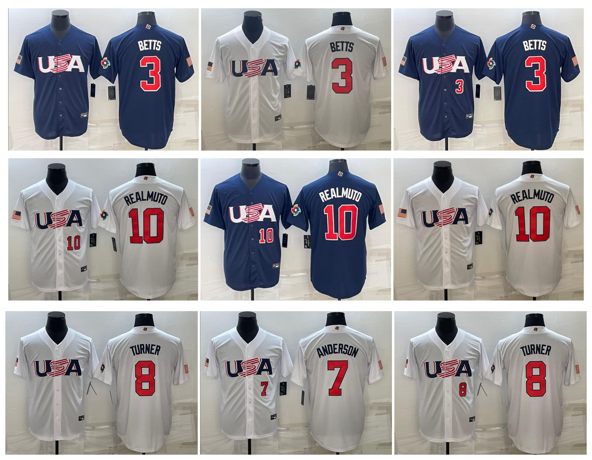 Mookie Betts 2023 Team USA WBC Baseball Jersey World Baseball ClassicTim Anderson Trea Turner J.T. Realmuto White Blue Size S-XXXL, As pic
Mookie Betts 2023 Team USA WBC Baseball Jersey World Baseball ClassicTim Anderson Trea Turner J.T. Realmuto White Blue Size S-XXXL, As pic