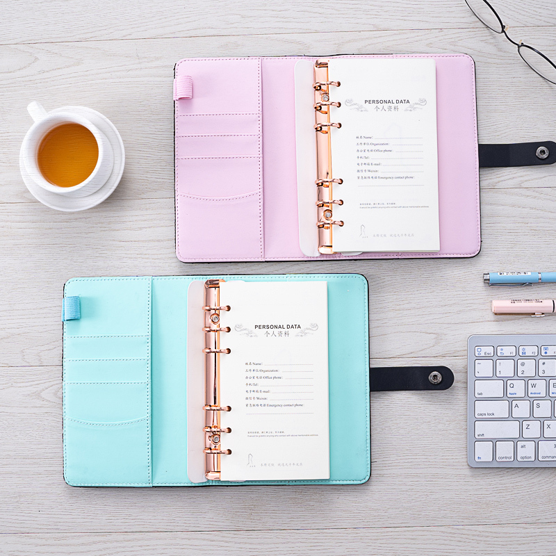 Notepads Vintage Leather Diary Travel Journal Notebook Mini Pocket Refillable Ring Binder A6 A5 Kawaii Black Quilted Planner 230309