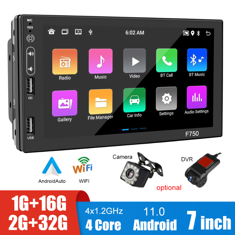 7 pouces Screen Car DVD Audio Radio Video MP5 Player GPS Navigation FM Stéréo Android Bluetooth WiFi Auto DVR Camera USB Chargers