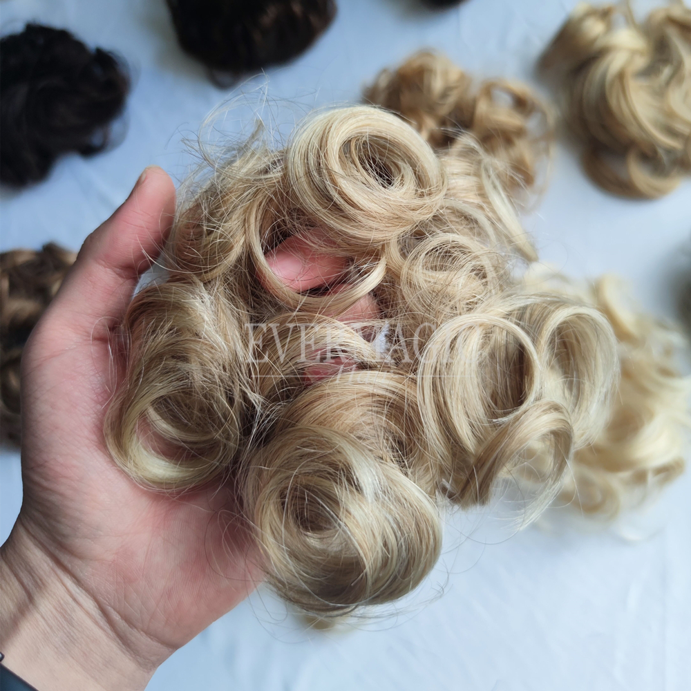 Evermagic Human Hair Hairtied Ladies Hairband Women Scrunchies hair bun For Girls Ladies Bag Gift Party