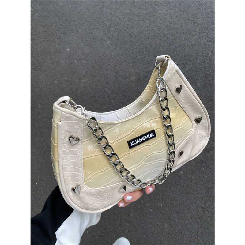 Shoulder Bags Gothic Bag Street Y2k Babes Handbags for Women 2023 Autumn Moto Biker Bolso Mujer Punk White Underarm Handbag 230309
