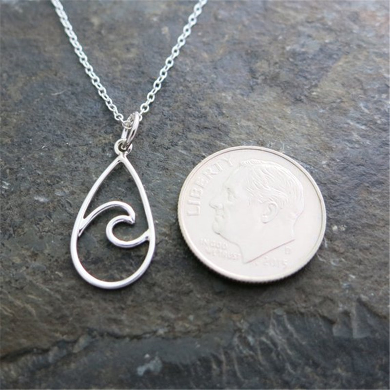 10PCS Sea Ocean Water Wave in Waterdrop Necklace Geometric Raindrop Teardrop Shape Surfer Lover Necklaces for Travel Surfing Beach Party