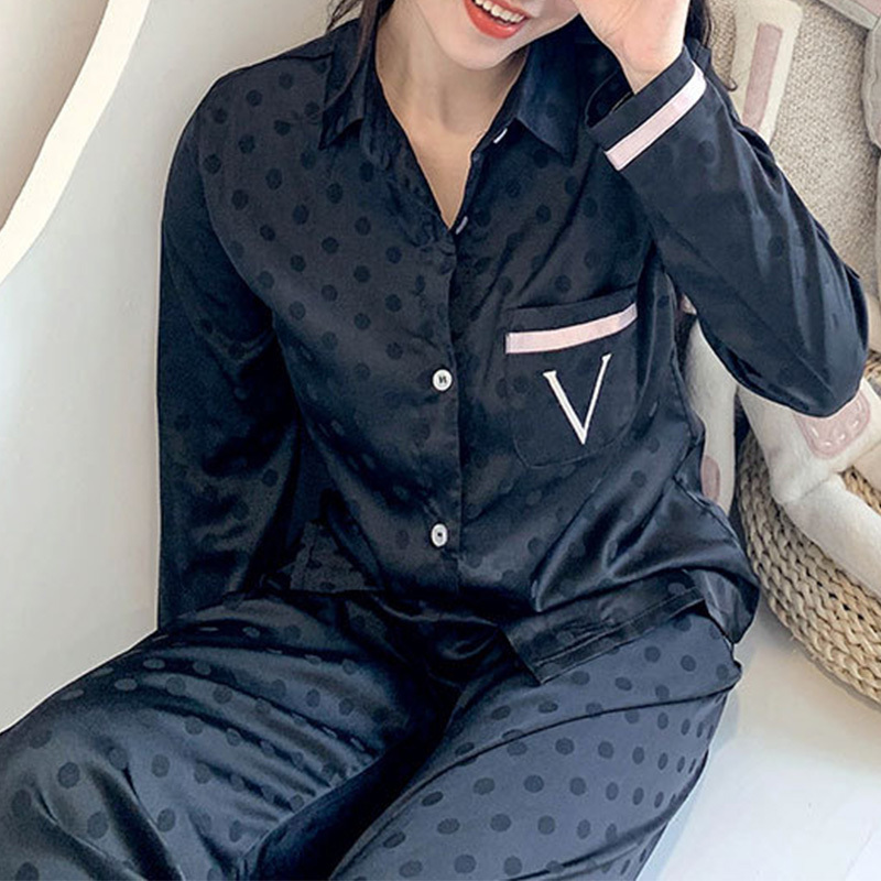 Women's Sleepwear 2 Piece Set Women's Pajamas Fashion Elegant Satin Silk Pyjamas Sleepwear Long Sleeved Summer Loungewear Homewear 230309