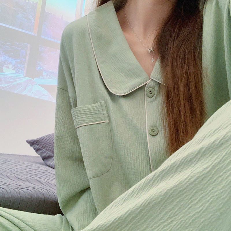 Women's Sleepwear Pajama Sets Women Long Sleeve Minimalist Cozy Fashion Ladies Autumn Nightwear Basic Student Tender Sweet Style Korean Simple 23