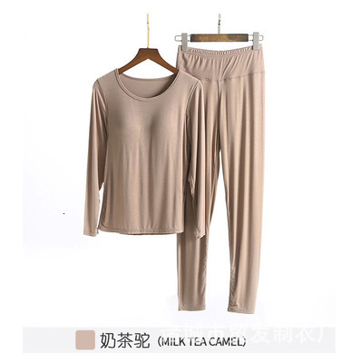 Women's Sleepwear Fdfklak Winter Pajamas Women Long Sleeve Sleepwear Home Suit Bra Pad Top Pant Pijamas Set Cotton Plus Size Pyjama M 4XL 230309