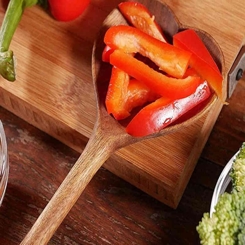 Acacia wood Teak Japanese cutlery kitchenware Wooden spoon irregular shape love heart shape wooden spoon