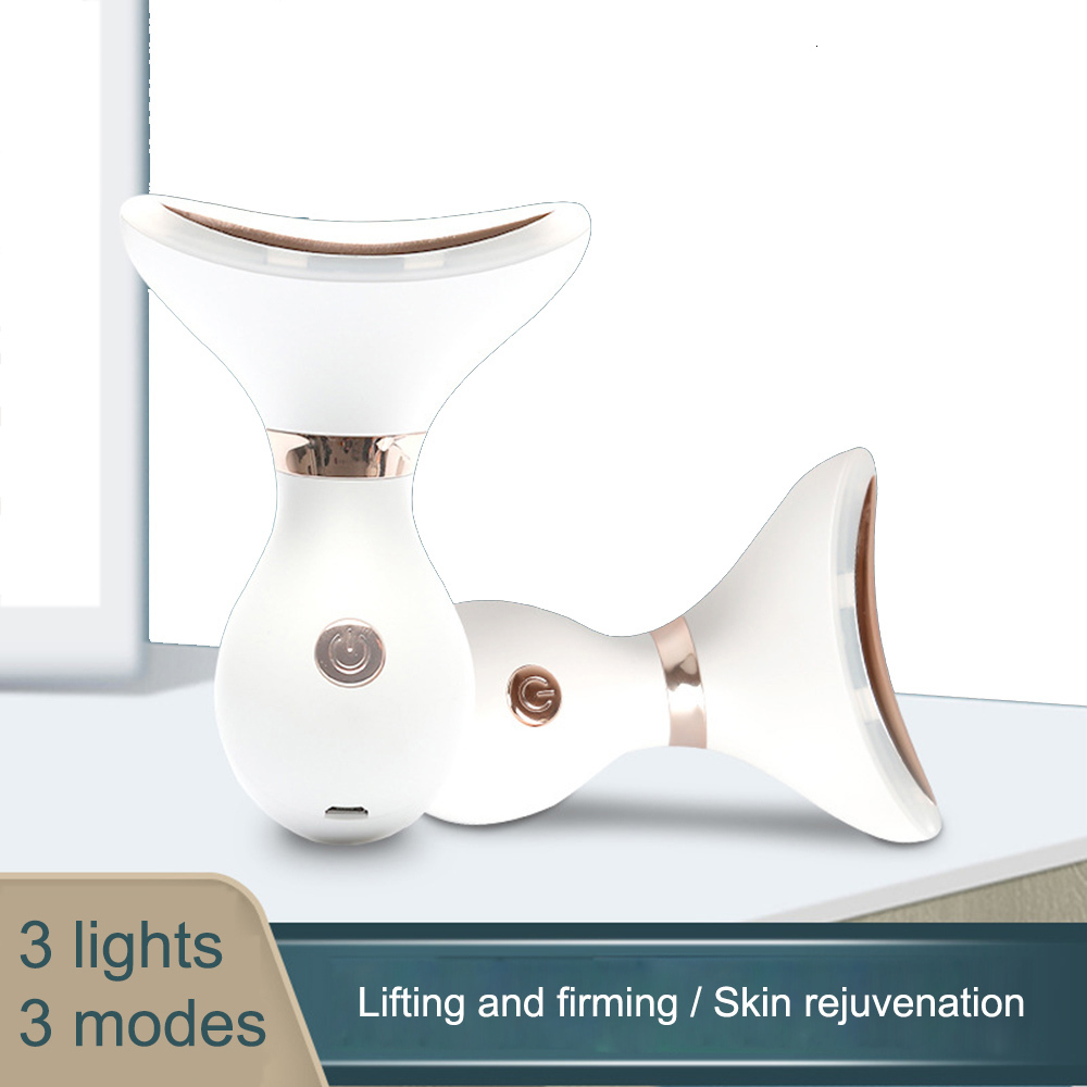 Face Care Devices 3 Colors Led Neck Massager Pon Heating Face Neck Wrinkle Removal AntiAging Reduce Double Chin Skin 230308