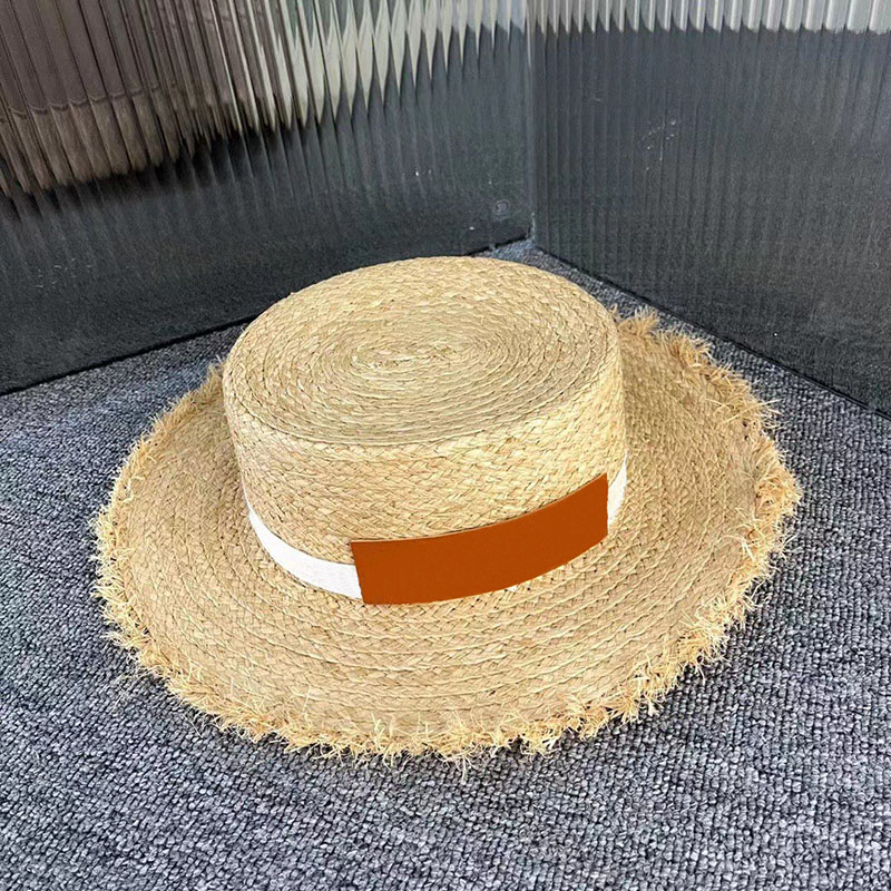 Hollow Ventilation Wide Brim Hats Bright Color Stitching White Ribbon Straw Hats Female Street Vacation Sun Protection Caps