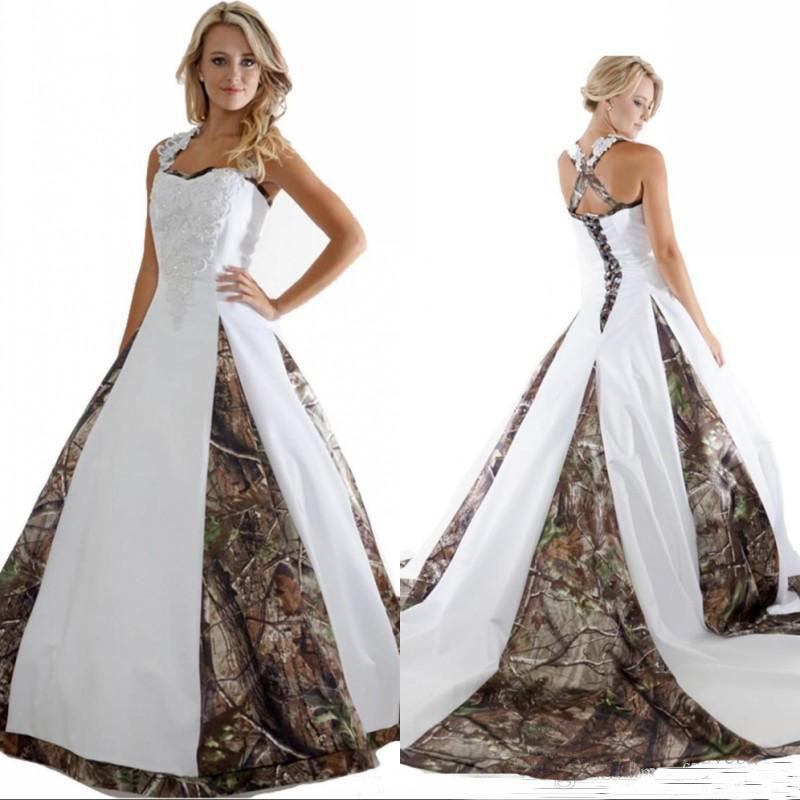 New Camo Wedding Dresses With Appliques Ball Gown Long Camouflage Wedding Party Dress Bridal Gowns