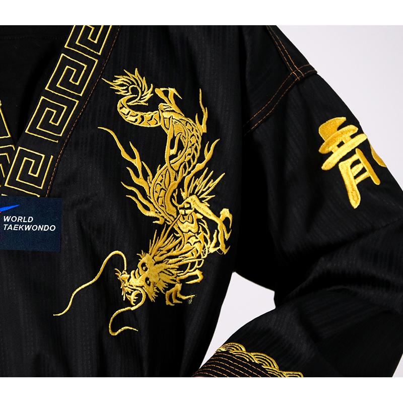 Other Sporting Goods Taekwondo Master Dobok Ultralight Wt Fighter Polyester Suit Black Martial Arts Gi With Exquisite Embroidery 230309