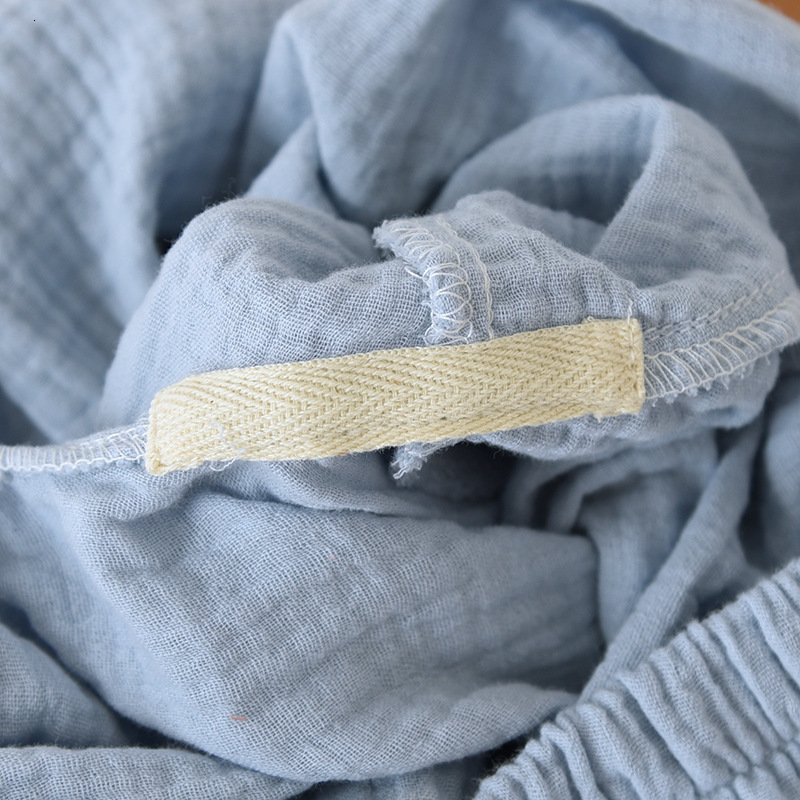 Women's Sleepwear Japanese spring and autumn ladies pajamas long-sleeved trousers two-piece set 100% cotton crepe loungewear V-neck thin suit 230