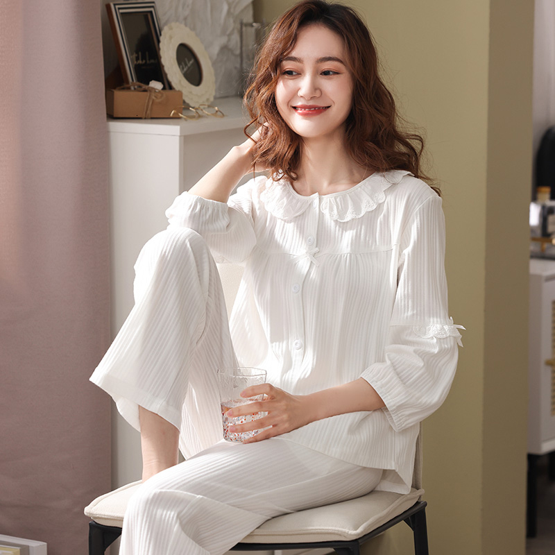 Women's Sleepwear Women 100% Cotton Pijamas Set Sleepwear 2 Pcs Pyjama Suit Ladies Home Clothes High Quality Dormir Pajamas Mujer Fine Femme Pjs 