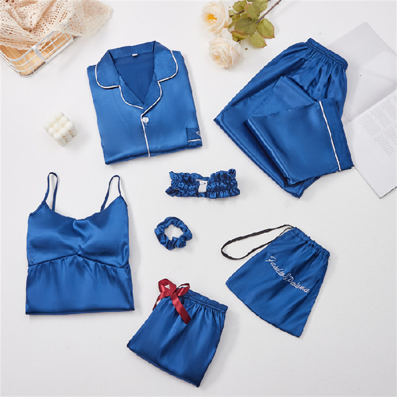 Women's Sleepwear Autumn Full Pajamas Set Sexy Sleepwear Women Pure Black Shirt Sleeve Pyjama Women's Fashion Confortable Homewear Plus Size