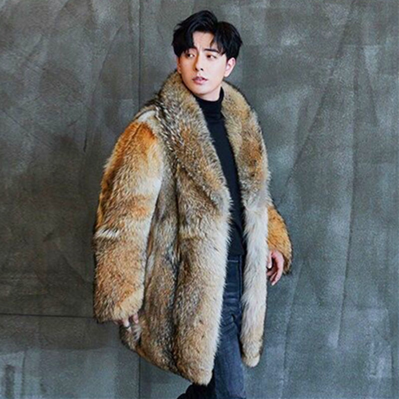 Men's Jackets Highend Direct Sales Medium and Long Wolf Fur Coat Mink Men 230309