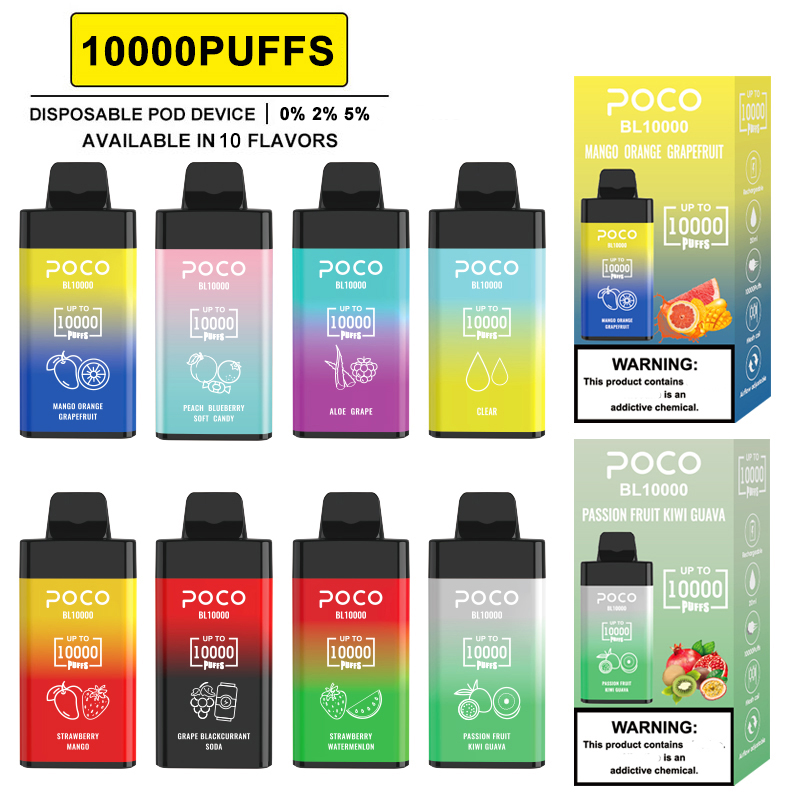 Authentic POCO BL10000 10K Puffs Cigarette Vape Disposable E-cigarettes Pen 750mAh Battery 0 2 5% Pod 20ml Type-C Rechargeable Vapor Device Mesh Coil
Authentic POCO BL10000 10K Puffs Cigarette Vape Disposable E-cigarettes Pen 750mAh Battery 0 2 5% Pod 20ml Type-C Rechargeable Vapor Device Mesh Coil