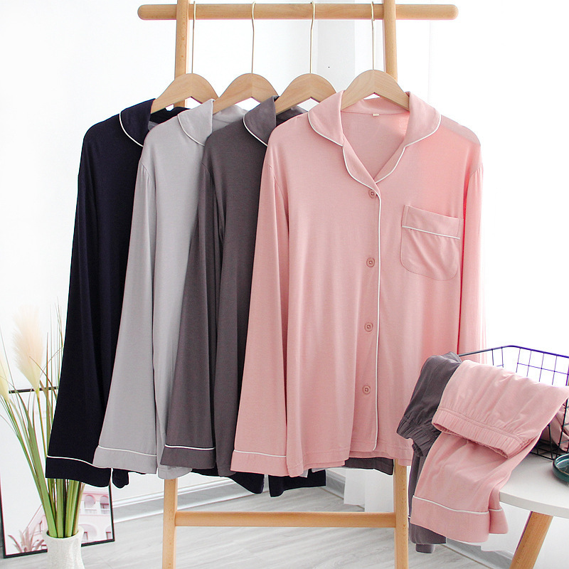 Women's Sleepwear Modal Sleep Wear Women Pajamas Set Long-sleeved Long Trousers Women Home Clothes Plus Size Two-piece Suit for Homewear 230309