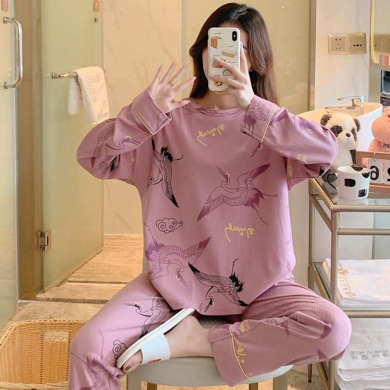 Women's Sleepwear womens Pajamas Set Autumn Winter Thicken Cotton Pyjamas Women Cartoon Pijama Pattern Pajamas Set Thin Pijama Mujer Sleepwear 23
