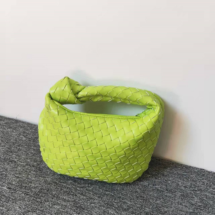 Fashion Handmade Woven Bag Green Summer Shoulder Lady Crossbody Hobo PU Knotted Handle Casual Handbag Totes