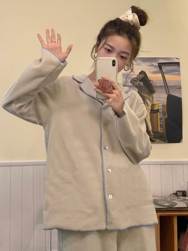 Women's Sleepwear Pajama Sets Women Autumn Simple Light Soft Nightwear Fashion Chic Lovely Style Casual Korean Sleepwear Mujer Student Ins Lounge