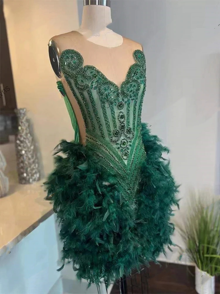 Green Sheer O Neck Short Prom Dress For Black Girls Beaded Birthday Party Dresses Feather Mermaid Mini Cocktail Homecoming Robe, Champagne
Green Sheer O Neck Short Prom Dress For Black Girls Beaded Birthday Party Dresses Feather Mermaid Mini Cocktail Homecoming Robe, Champagne