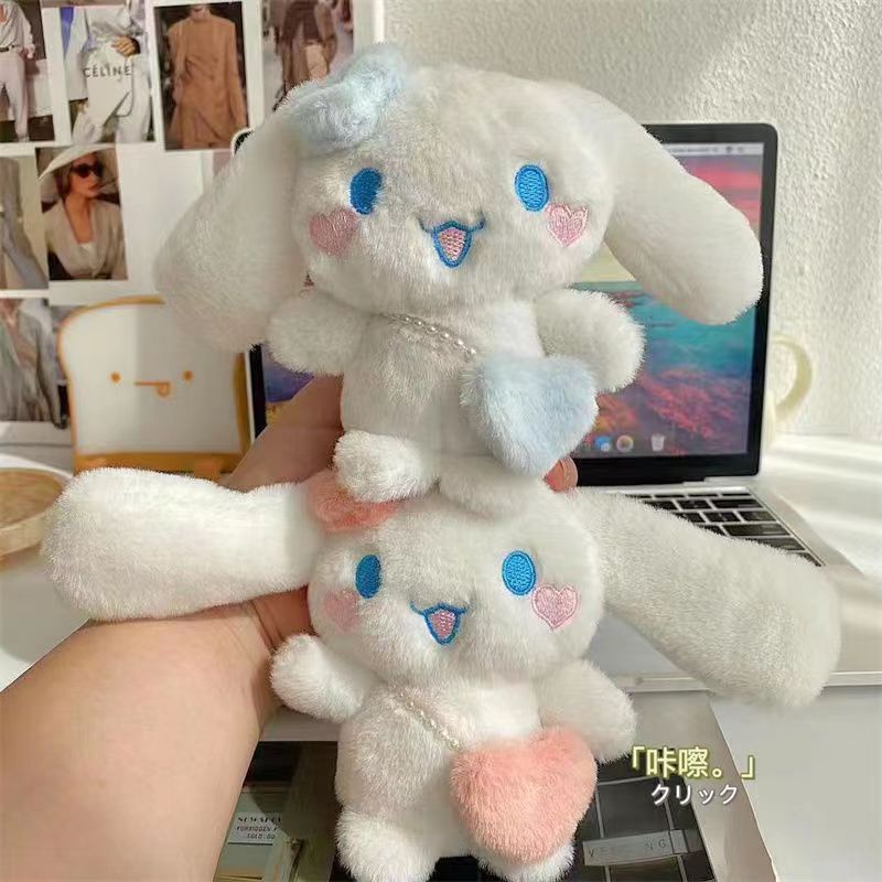 Fashion Cute Love Cinnamoroll Plush Pendant Jewelry Keychain Schoolbag Ornament key Ring Kids Gifts