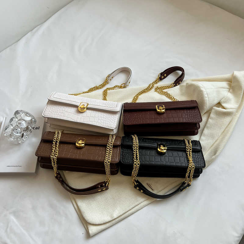 Women Stone Fashion Pattern Chain Flap 2024 Winter New In Small PU Leather Brand Lady Crossbody Bag