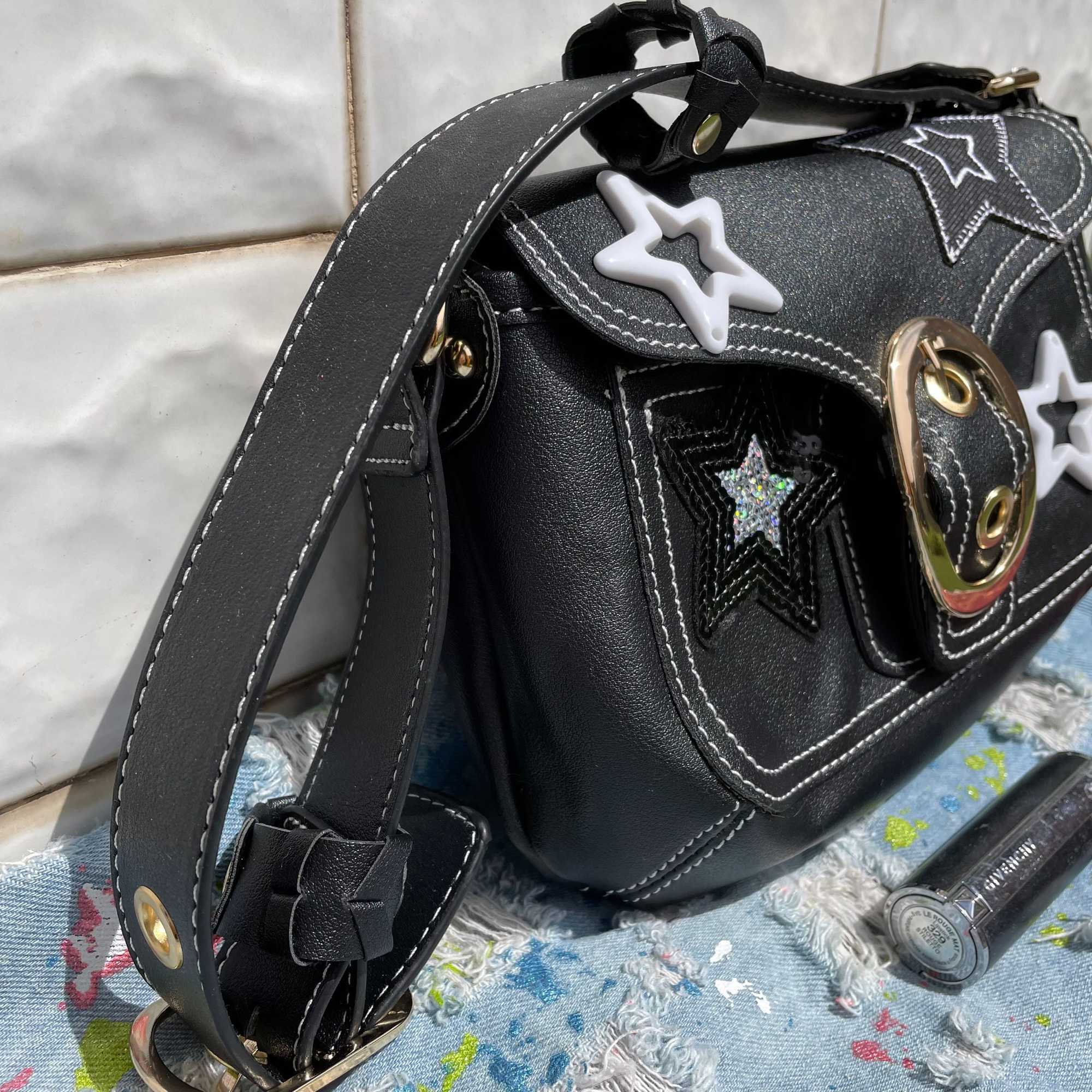 Shoulder Bags Vintage Handbags for Women Street Trendyol Babes Moto Biker Underarm Bag Autumn 2023 Casual Star Female 230309