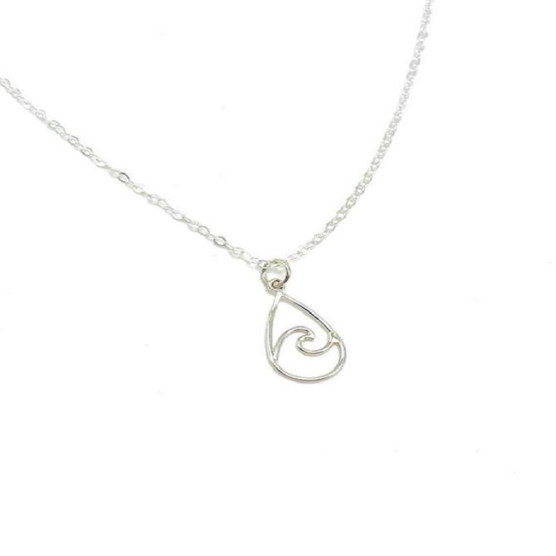 10PCS Sea Ocean Water Wave in Waterdrop Necklace Geometric Raindrop Teardrop Shape Surfer Lover Necklaces for Travel Surfing Beach Party