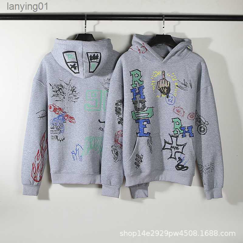 Men's Hoodie Crewneck Sweatshirt Fashion Brand Rhude Doodle Manager Hand Painted Graffiti Pullover High Street for Men, Gray
Men's Hoodie Crewneck Sweatshirt Fashion Brand Rhude Doodle Manager Hand Painted Graffiti Pullover High Street for Men, Gray