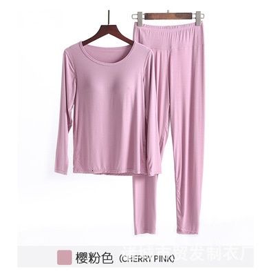 Women's Sleepwear Fdfklak Winter Pajamas Women Long Sleeve Sleepwear Home Suit Bra Pad Top Pant Pijamas Set Cotton Plus Size Pyjama M 4XL 230309