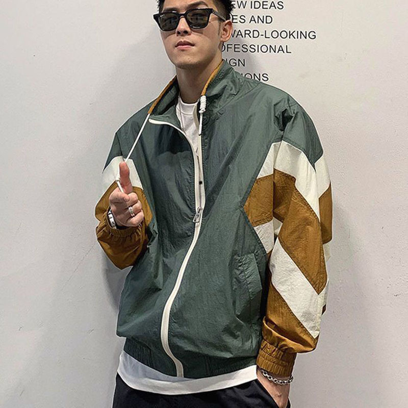 Men's Jackets Mens Spring Varsity Jackets Patchwork High Street Autumn Windbreaker Japanese Stand Collar College Streetwear Coat Couple 230309