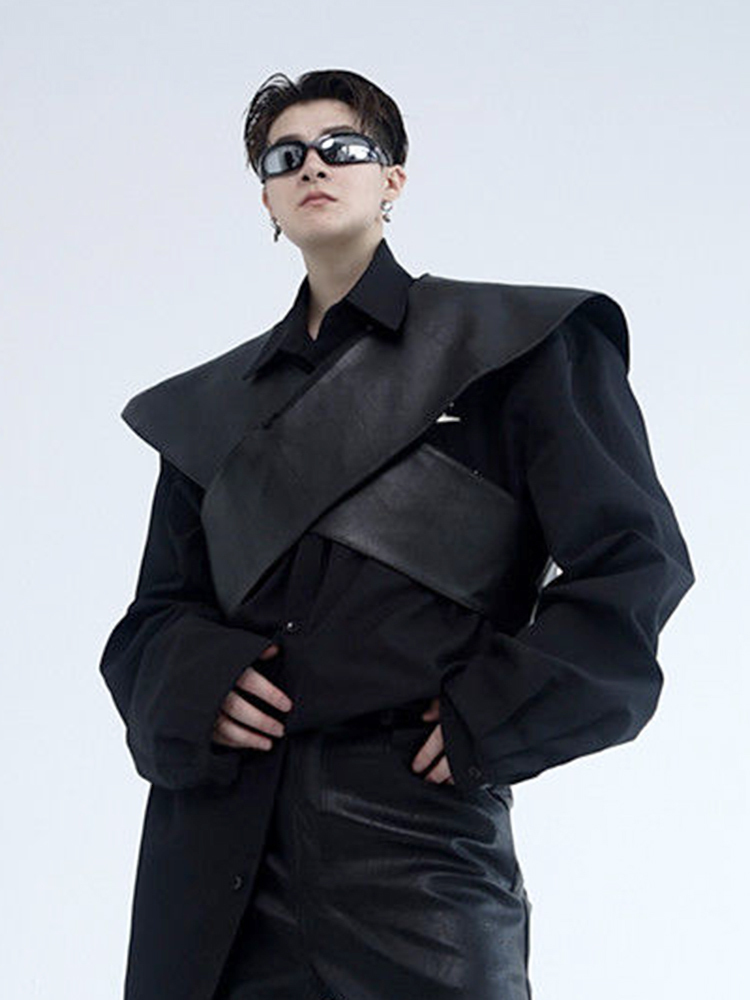 Men's Vests IEFB Personalized Pu Waistcoat Trend Darkwear 2023 Solid Color High Street Vest Male Tops Temperament Fashion 9A5550 230309