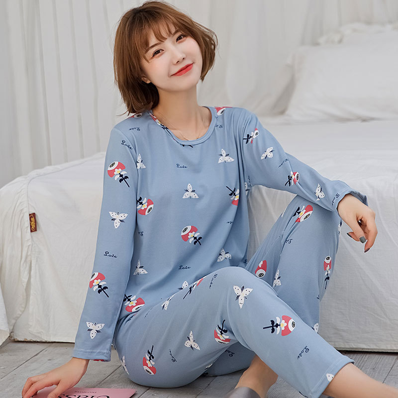 Women's Sleepwear Women Pajamas Sets Spring Autumn Carton Women Long Sleeve Sleepwear Suit Cute Big Girls Homewear Gift for Female Sleepwear Suit
