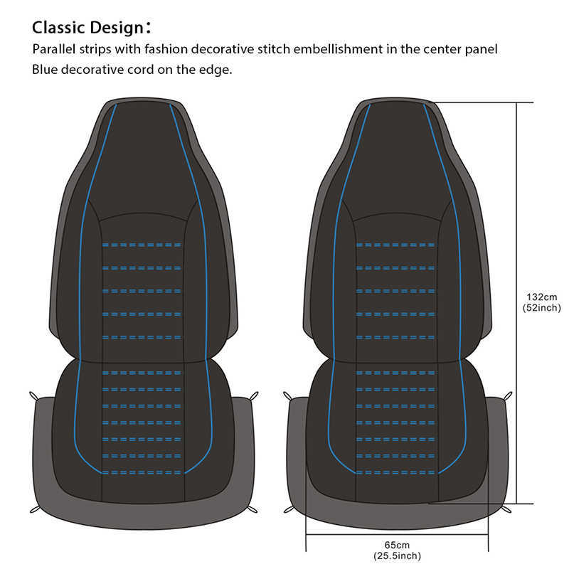 Universal PU Leather Front Car Seat Covers Fashion Style High Back Bucket Auto Seat Cushions Auto Interior Car Seat Protector