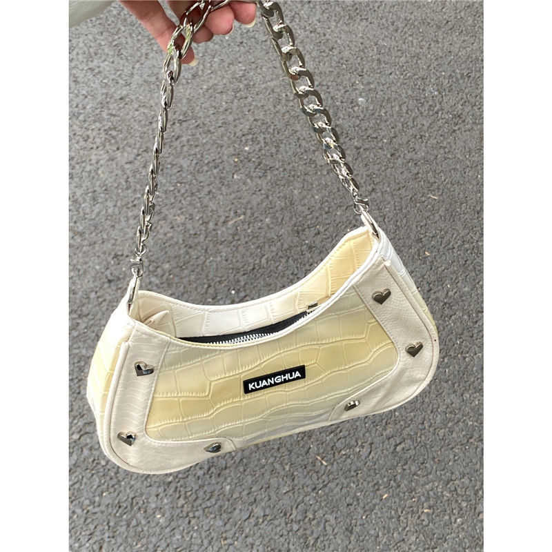 Shoulder Bags Gothic Bag Street Y2k Babes Handbags for Women 2023 Autumn Moto Biker Bolso Mujer Punk White Underarm Handbag 230309