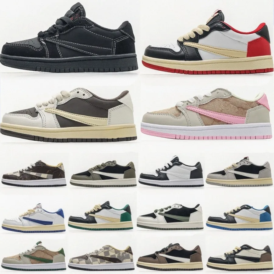 1s travis scotts 1 low boys Basketball toddlers Shoe sneaker designer Pine Game mocha baby kid youth toddler infants trainers Athletic snea