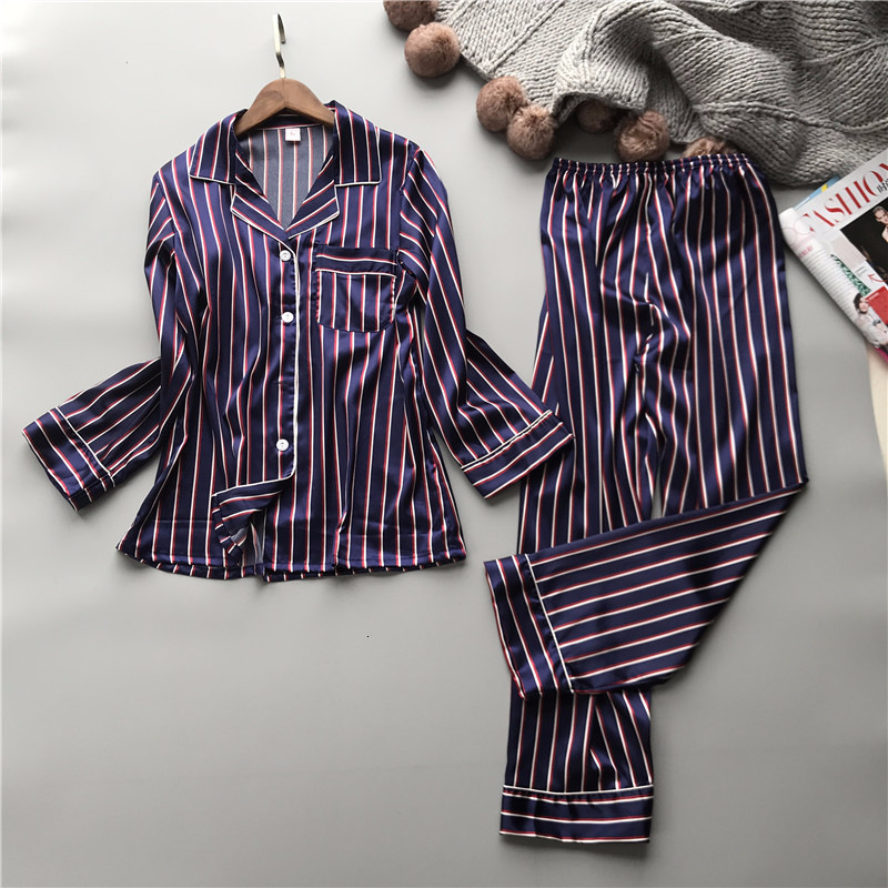 Women's Sleepwear Lisacmvpnel Fashion Women Vertical Stripe Rayon Pajama Set Loose Leisure Spring Pajamas 230309
