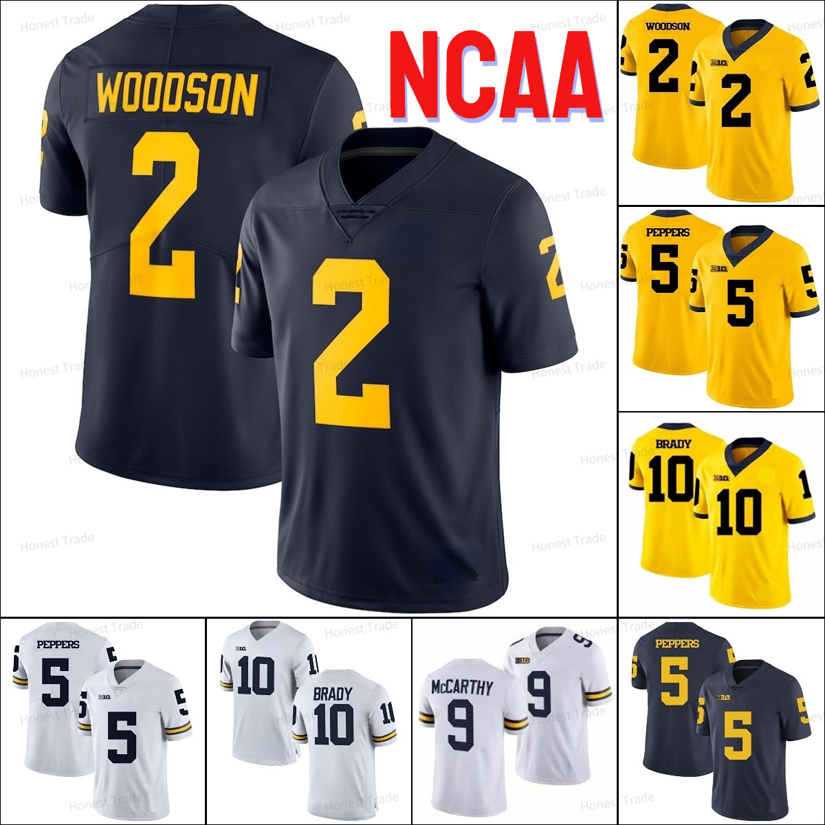 NCAA Michigan Wolverines 9 JJ McCarthy Jersey 2 Woodson 10 Tom Brady 97 Aidan Hutchinson Peppers College Football Stitched Yellow Blue White Mens
NCAA Michigan Wolverines 9 JJ McCarthy Jersey 2 Woodson 10 Tom Brady 97 Aidan Hutchinson Peppers College Football Stitched Yellow Blue White Mens