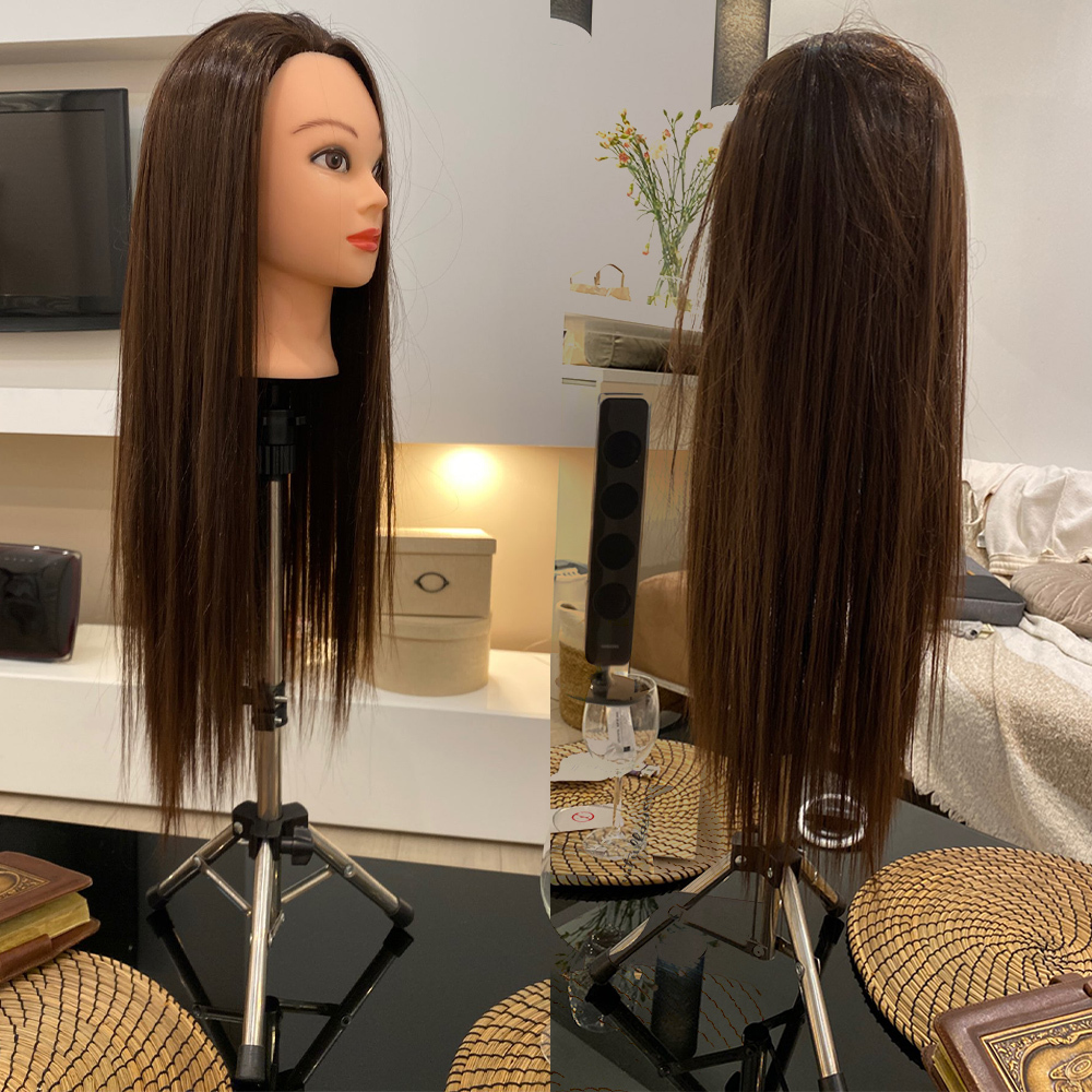 Mannequin Heads 65CM Mannequin Heads With Synthetic Hair For Hair Training Styling Solon Hairdresser Dummy Doll Heads For Practice Hairstyles 230310