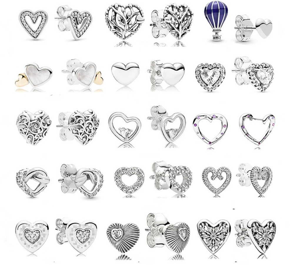 925 Pounds Silver New Fashion Charm for Pandora 2023 Love Series Heart Interwoven Noble Heart Earrings Fashion Earrings