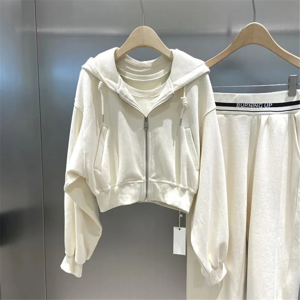 Womens Two Piece Pants Tracksuits Women Leisure Sports Suit Hoodie Long Pants Vest ThreePiece Sets Oversized Sportwear Tracksuit Set Autumn Suits Y2k 