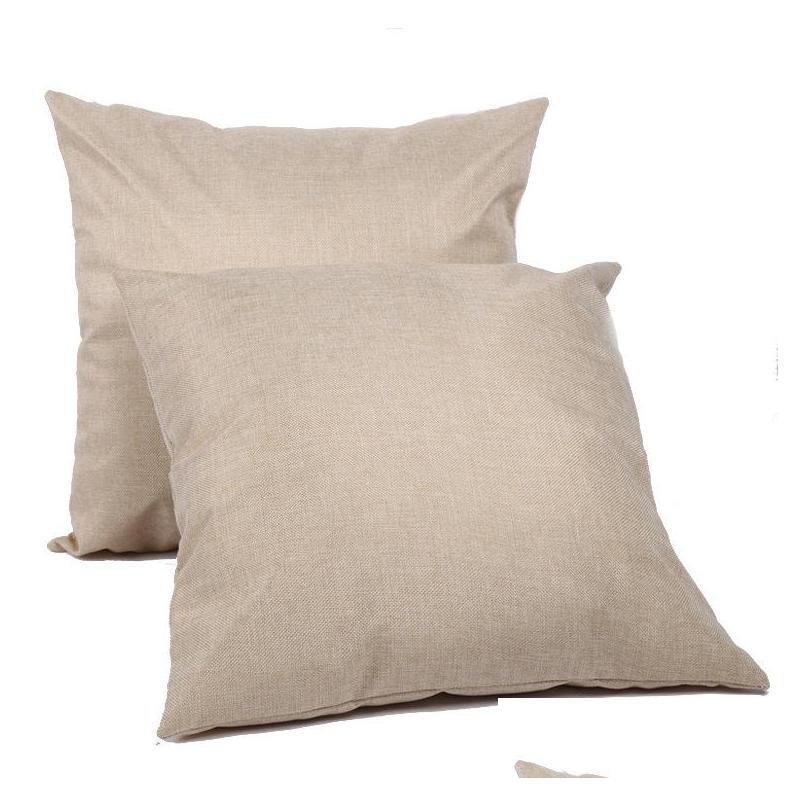 

Cushion/Decorative Pillow Heat Sublimation White Linen Pillowcase Solid Color Back Cushion 40 X 40Cm 45 45Cm 50Cm Without Insert Dro Dhmc4, Flax without pattern