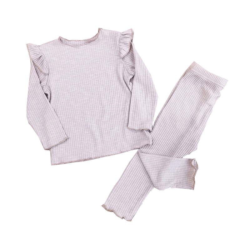 Pajamas Kids Ruffle Autumn Pajamas Sets Girls Solid Long Sleeve Children Sleepwear Toddler Girl Home Clothing Set for 1-5 Years Old 230310