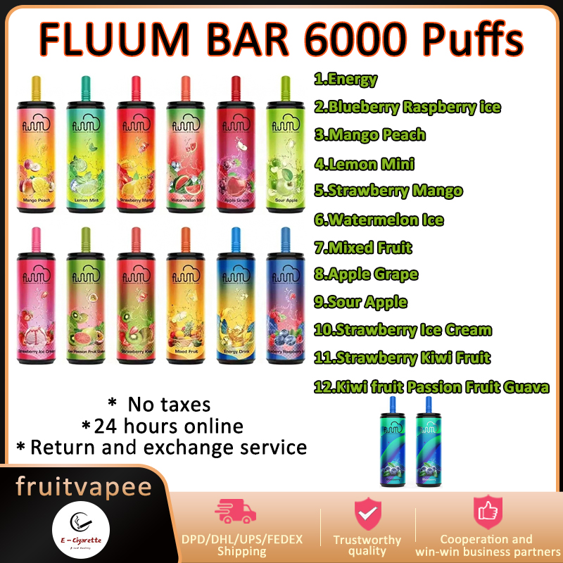 Authentic Fluum Bar 6000 Puffs Disposable E Cigarettes Vape Pen 15Ml Pre-Filled Mesh Coil Pods Cartridge 1100Mah Rechargeable Battery Vaporizer 6000 Puff
Authentic Fluum Bar 6000 Puffs Disposable E Cigarettes Vape Pen 15Ml Pre-Filled Mesh Coil Pods Cartridge 1100Mah Rechargeable Battery Vaporizer 6000 Puff