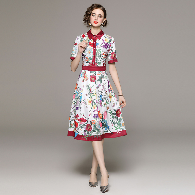 2023 Floral Print Casual Dresses Summer Designer Women Short Sleeve Holiday Party Slim Elegant Pleated Dresses Street Cafe Ladies Office Chic Lapel A-Line Frocks
2023 Floral Print Casual Dresses Summer Designer Women Short Sleeve Holiday Party Slim Elegant Pleated Dresses Street Cafe Ladies Office Chic Lapel A-Line Frocks