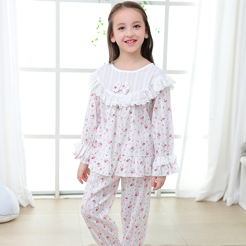 Pajamas Autumn Sleepwear Kids Pajama Sets Girls Nightclothes Baby Pyjamas Long Sleeve Flare Children Home Clothes 2Y-14Y 230310