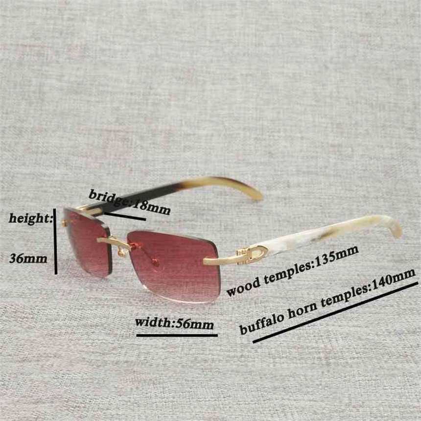 58% Sunglasses Vintage Buffalo Horn Rimless Men Natural Wood Square Glasses Metal Frame Women Wooden Shades Oculos Eyeglasses 012nkia New