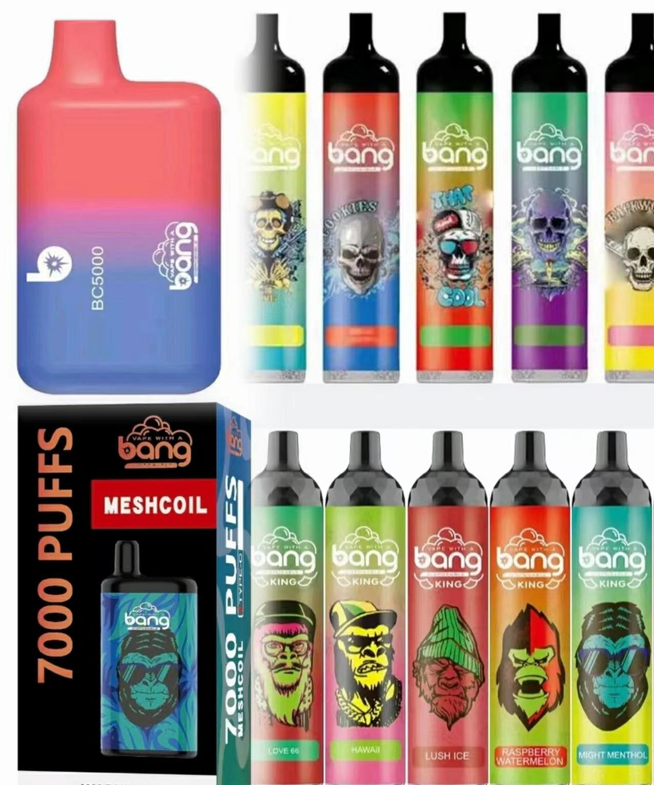 Bang 5000 6000 7000 Puffs Disposable E cigarettes 850mAh Rechargeable Battery Vaporizer 14ml Pre Filled Mesh Coil vs puff 800 1500 2800 elf 5000 randm bang king 6000
Bang 5000 6000 7000 Puffs Disposable E cigarettes 850mAh Rechargeable Battery Vaporizer 14ml Pre Filled Mesh Coil vs puff 800 1500 2800 elf 5000 randm bang king 6000