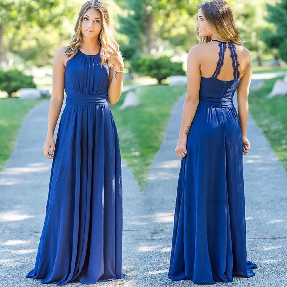 Bridesmaid Dresses Plus Size Gown Formal For Weddings A Line Sleeveless Floor-Length Chiffon New Zipper NONE Train Sashes O-Neck Pleat