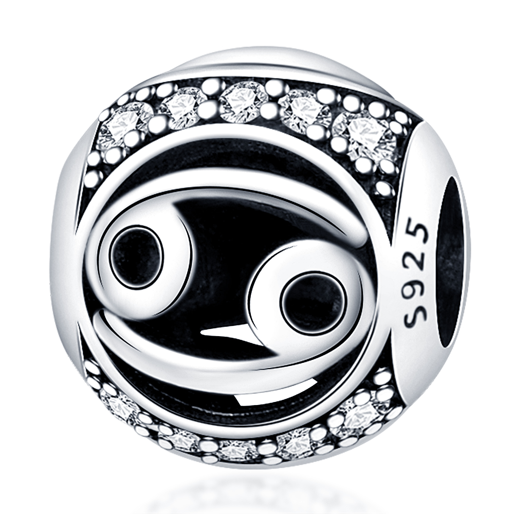 S 925 Sterling Silver Birthday Pearl Lucky Number Constellation Libra Bead Charm Pendant Is Suitable For Bracelet DIY Fashion Jewelry